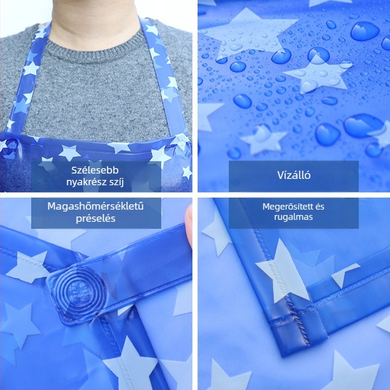 PVC kötény, átlátszó, hosszított, vízálló és olajálló, élelmiszer-feldolgozásra