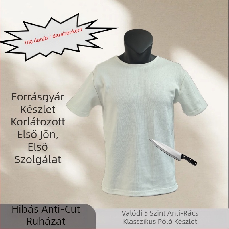 Polietilénből készült védőruha, vágásálló, 5. szint, rövid ujjú