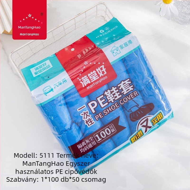 Duplán megerősített egyszer használatos cipővédő – por-, vízálló, csúszásmentes, műanyagból.
