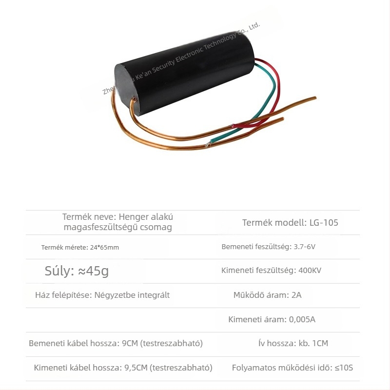 Nagyfeszültségű generátor modul, 400 kV, beépített gyantába öntött (potting) burkolat, tömeg kb. 45 g