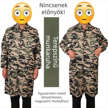 Férfi kamuflázz hosszú munkaruha, hosszított szabás, kopásálló, meleg és foltálló védő munkaruha