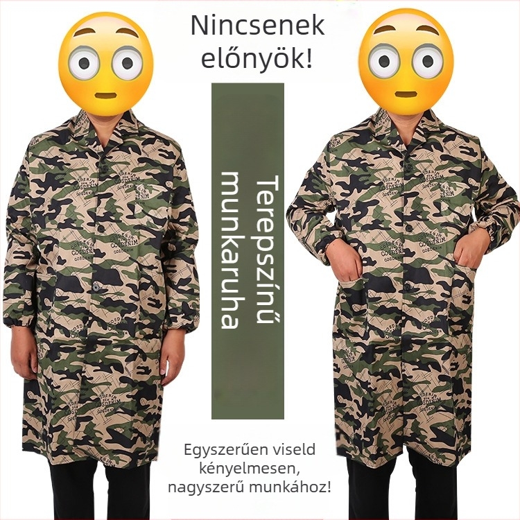 Férfi kamuflázz hosszú munkaruha, hosszított szabás, kopásálló, meleg és foltálló védő munkaruha