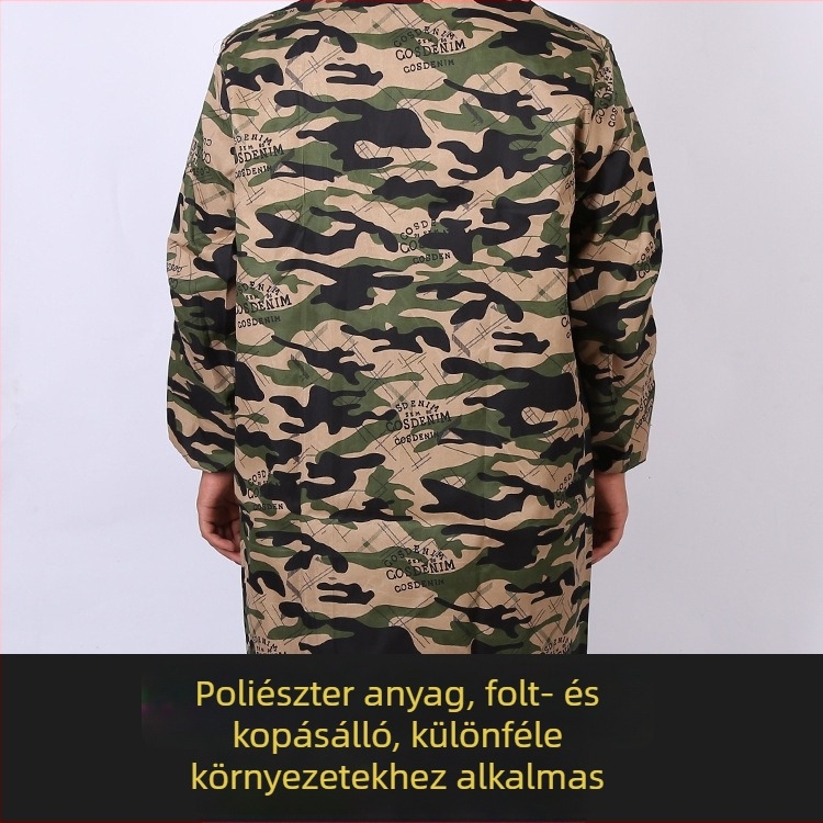 Férfi kamuflázz hosszú munkaruha, hosszított szabás, kopásálló, meleg és foltálló védő munkaruha