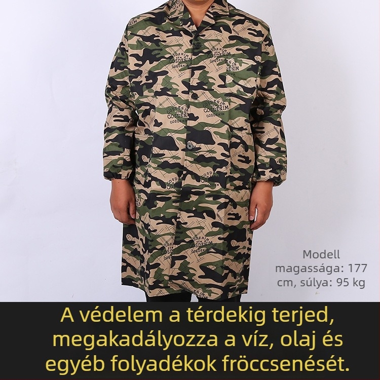 Férfi kamuflázz hosszú munkaruha, hosszított szabás, kopásálló, meleg és foltálló védő munkaruha