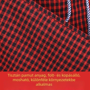 Uniszex konyhai smock hosszú ujjú, kockás pamut anyagból, vastított, extra-nagy méret, olajálló, pamut-len keverék