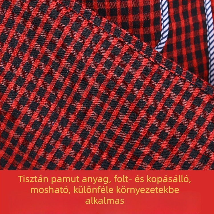 Uniszex konyhai smock hosszú ujjú, kockás pamut anyagból, vastított, extra-nagy méret, olajálló, pamut-len keverék