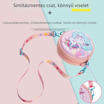 Gyerekeknek szóló keresztpántos táska — dupla vállpánt, PU bőr, rajzfilmszerű mintázat, zipzár, logó nyomtatás egyedi