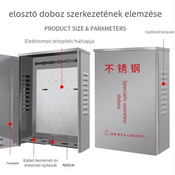 Rozsdamentes acél kültéri elosztó doboz felügyelettel, vízálló készülékdoboz