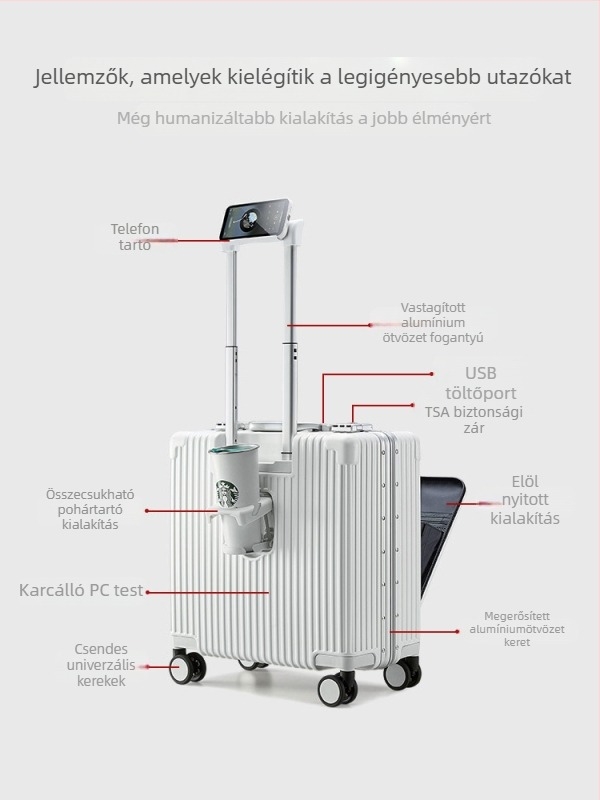 Kabinbőrönd alumíniumvázas nyitó kerettel, PC-test, egyirányú kerekek, 1925-ös modell, 3,5 kg