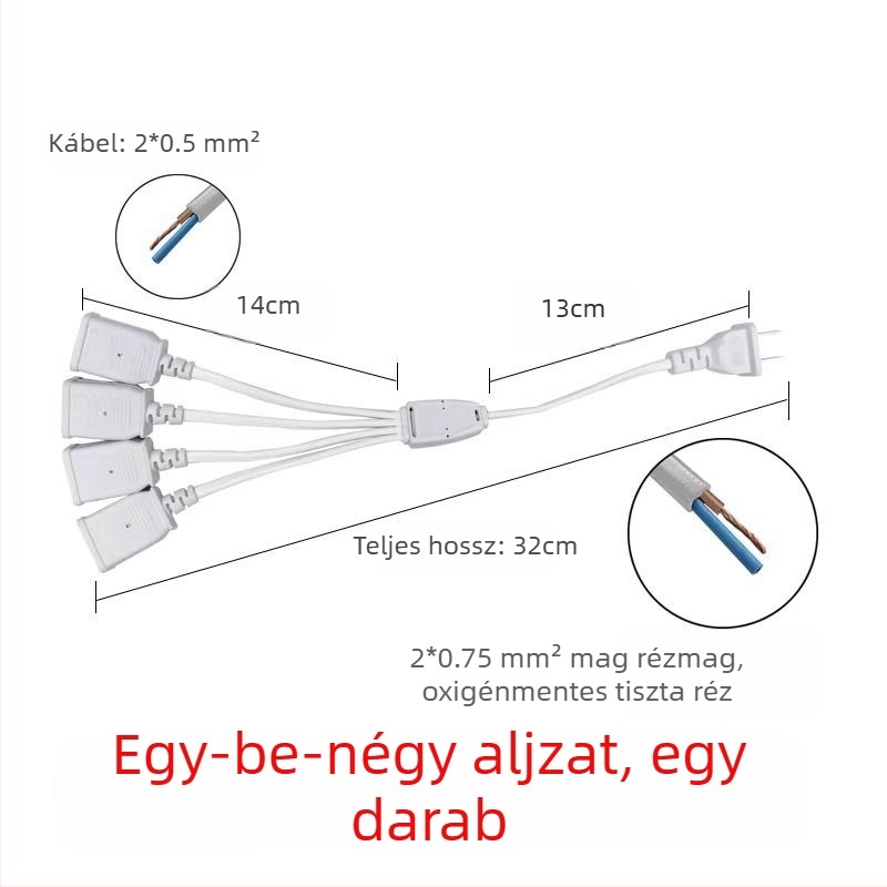 Vízálló 220V-os csatlakozódoboz modemhez/routerhez, 1–4-es elosztóval