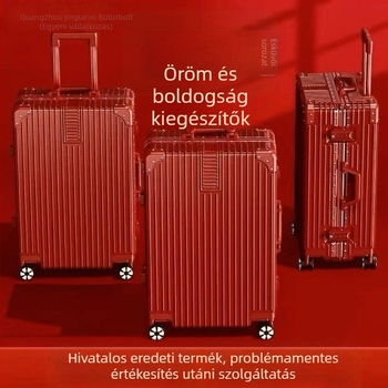 Vörös esküvői poggyász készlet menyasszony számára teleszkópos fogantyúval és lakattal