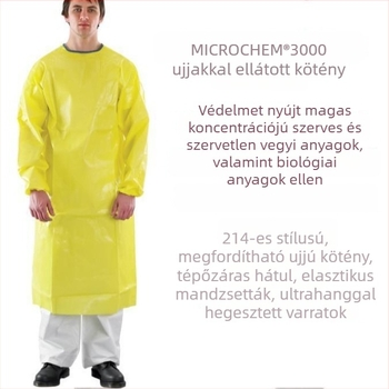 Ansell MC3000-214 Sárga ujjakkal ellátott védő kötény, permetezés elleni védelem, kémiai és sav-bázis ellenálló