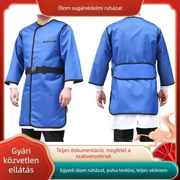 Ólomszövet sugárvédelmi ruházat: ólmos sapka, ólmos szemüveg és ólmos szoknya; CT-szobára szánt, egyben hordható, ujjatlan sugárvédelmi overall