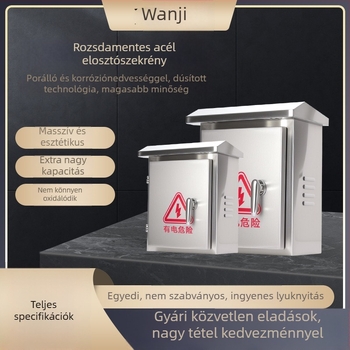 Kültéri rozsdamentes acél elosztó doboz, falra szerelhető, Foundation box sorozat, ház: hidegen hengerelt lemez, lemez vastagsága 1,0 mm