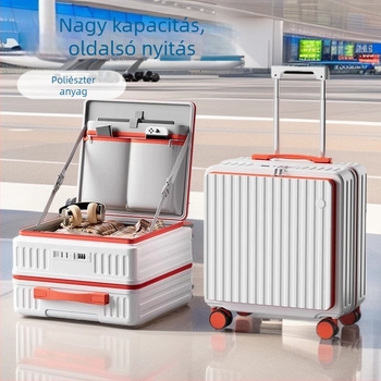 ABS anyagú oldalsó nyitású, mély rekeszű bőrönd, USB-port, telefon-tartó, univerzális kerekek, uniszex, Ősz 2024