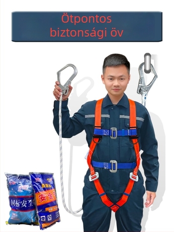 Magasban végzett munka biztonsági öve – teljes testet körülölelő öt pont dizájn, kopásálló védő kötél, nagy dupla kampó, európai stílusú kötél