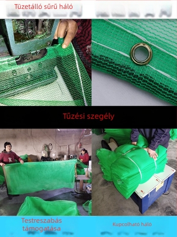 Építési terület tűzálló védőháló – sűrű háló, porálló, talajtakarással, zöldítéssel