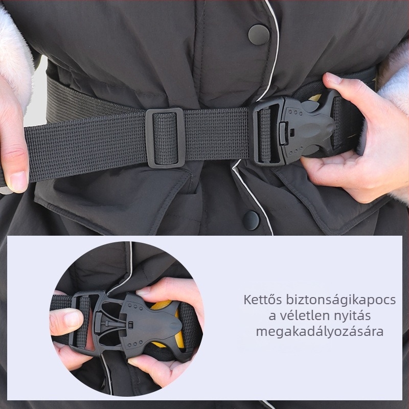Gyerek kerékpáros biztonsági öv poliészter pántokkal, 50 cm hosszú biztonsági zsinór, típus: biztonsági öv
