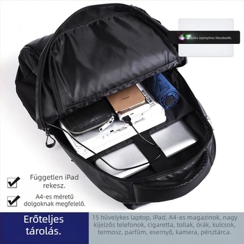 Vízálló hátizsák laptop zsebbel, kapacitás 20L alatt, Oxford anyag, görbült vállpántok
