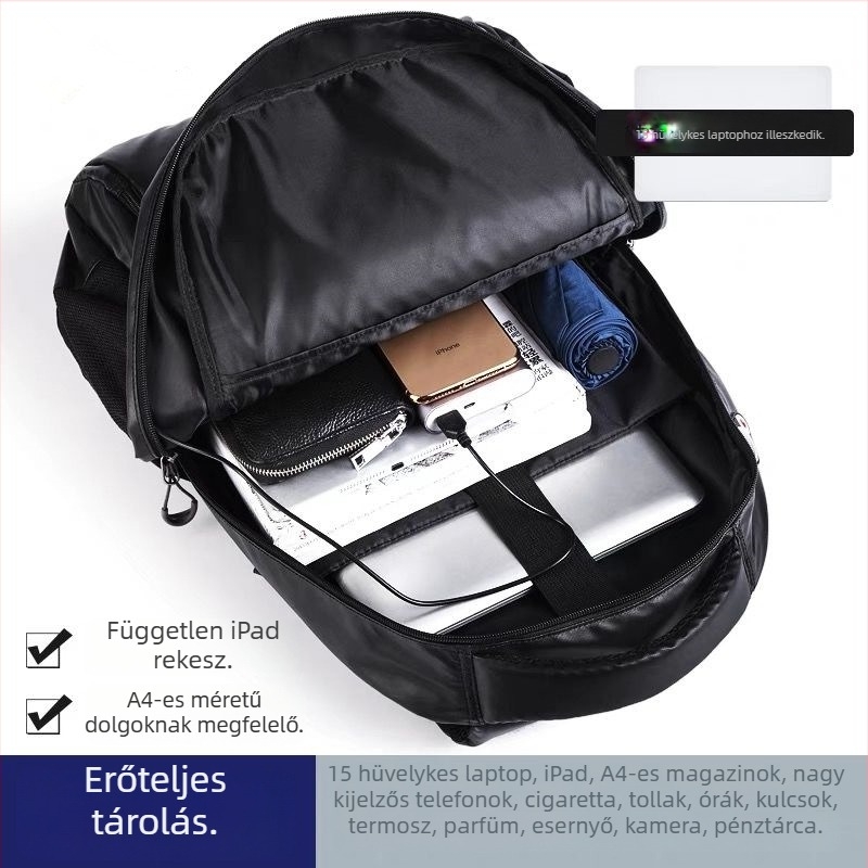 Vízálló hátizsák laptop zsebbel, kapacitás 20L alatt, Oxford anyag, görbült vállpántok