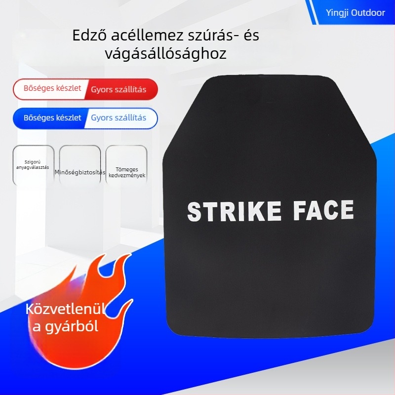 Vágás- és átdöféssel szemben ellenálló edzőacéllemez, taktikai mellény beépített 1 kg-os súlylemez