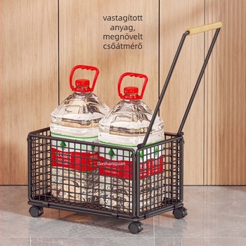 Négykerekű bevásárlókocsi vasból és fából – mozgatható, márka evesigar/Yisijia, teherbírás 1