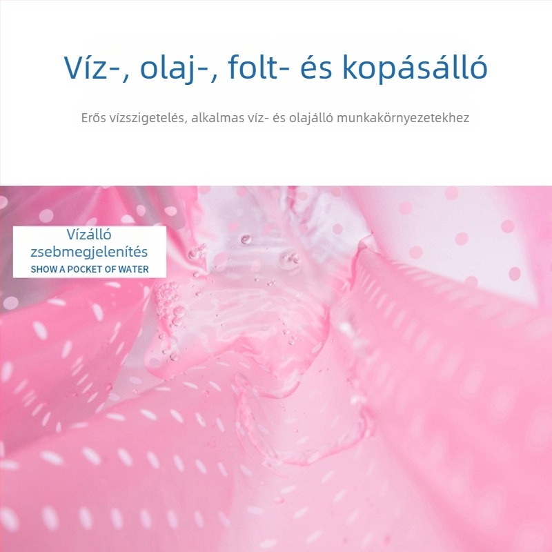 Átlátszó PVC kötény hosszú, vastag műanyag anyag, piros derékszíj, vízálló és olajálló, konyhához és élelmiszer-feldolgozáshoz