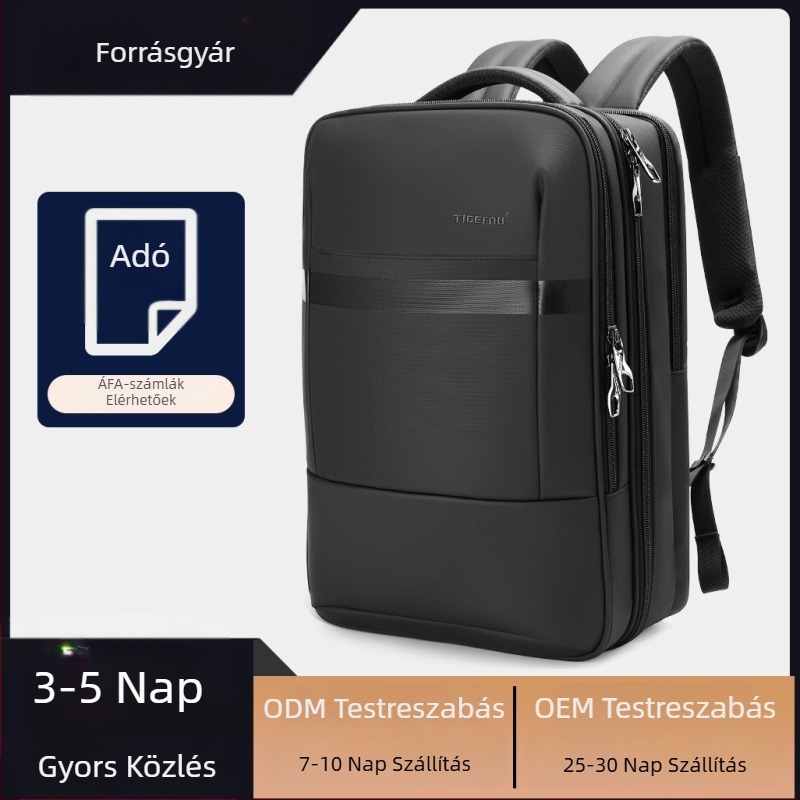 Üzleti hátizsák, vízálló PU bőr, 20–35 L kapacitás, 15,6 hüvelykes laptopzseb, modell T-B3982