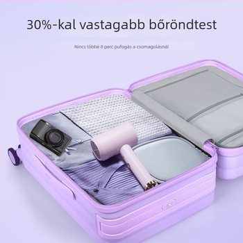 PC anyagú utazókoffer, előre nyíló dizájn, vízálló, könnyű, TSA zár