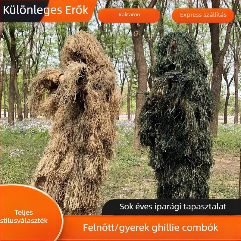 Kamuflázsruha felnőtteknek, légáteresztő polipropilén anyag, egész éves kamuflázzal, uniszex