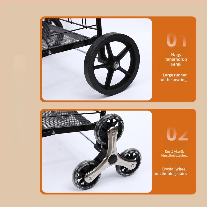 Hordozható négykerekű összecsukható vas kocsi logónyomással és testreszabási lehetőségekkel
