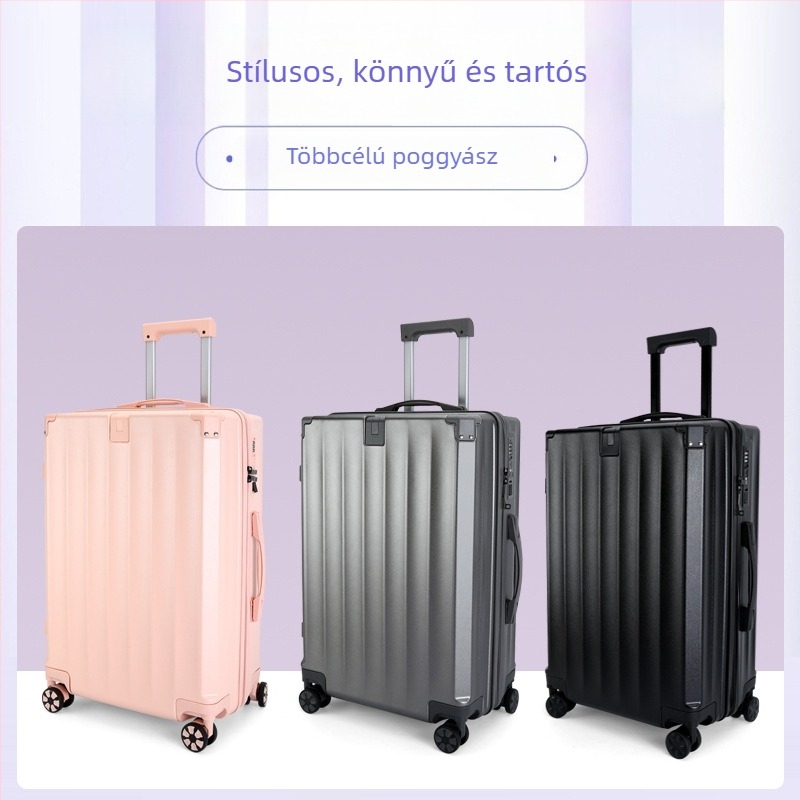 Uniszex utazótáska 4 csendes görgővel, ABS+PC anyag, nagy kapacitás, cipzáras nyitás, kombinációs zár