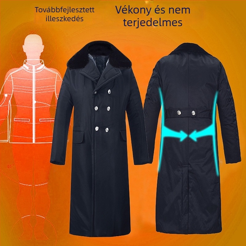 Férfiaknak készült vastag fleece-beléssel ellátott pamutkabát, téli hosszú fazon, katonai zöld, meleg és vízálló, szélálló.