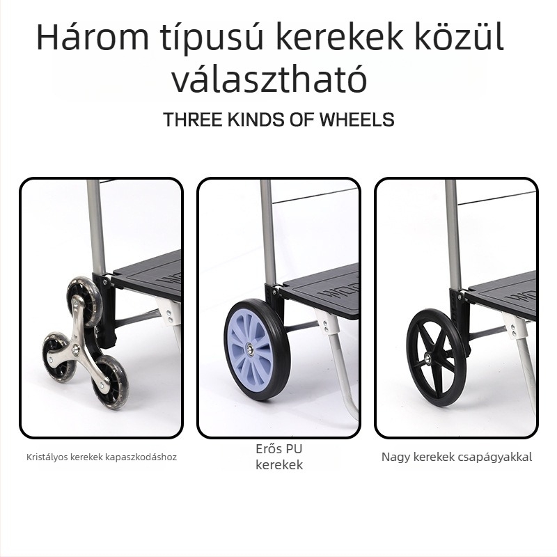 Kétkerekű összehajtható bevásárlókocsi otthonra - hordozható, acélcső keret, logó nyomtatási lehetőség