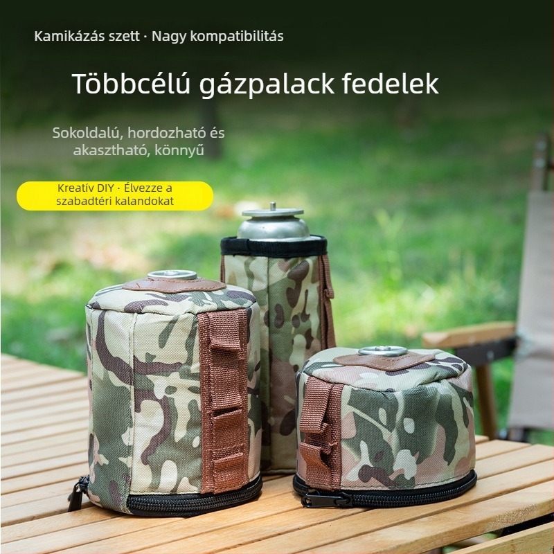 Buye Kemping gázpalack védőhüvely – szigetelt, leesésálló, kompatibilis több mérettel, tároló táska