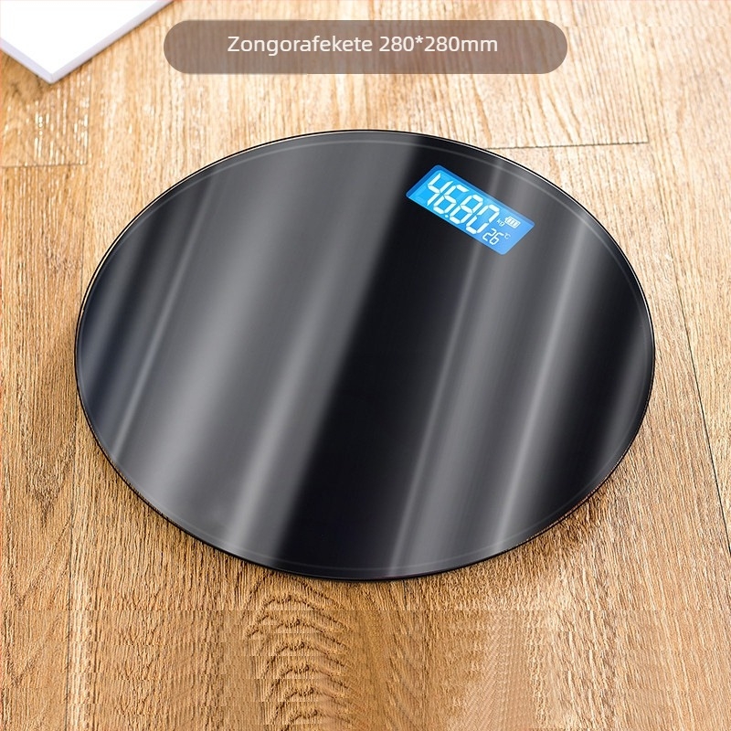Baolan kör alakú digitális fürdőszobai mérleg felnőtteknek, hőmérséklet mérésével, edzett üveg panel, 280Y-H modell, elemről működik