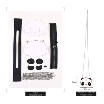 Mini láncos vállpénztár, kör alakú formájú, Little Panda modell, zip, PU bőr