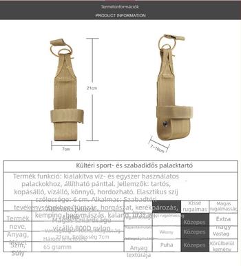 MOLLE rendszerű taktikai deréktáska palack számára, könnyű, kopásálló, Oxford anyag, méret 7×21 cm, uniszex, logó nyomtatás elérhető