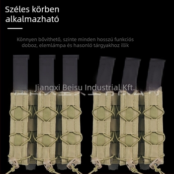 Tigris stílusú taktikai táska MOLLE rögzítéssel, gyors hozzáférés rendszerrel, 9 mm adapterrel, matt nylon anyag