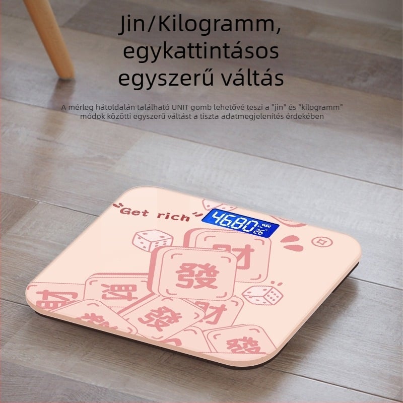 Tölthető digitális testsúlymérleg otthoni használatra, pontos testsúlymérés, kompakt mérleg kollégiumi szobához, max. 180 kg