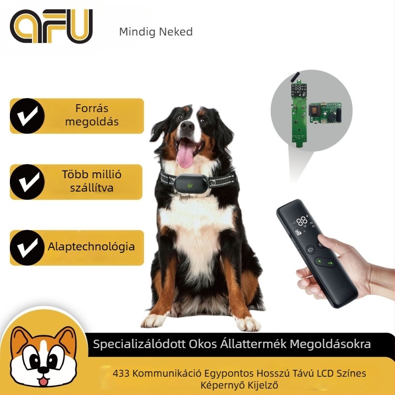 Anfuyou Afu-jjlxgq Kutya-edző eszköz – Műanyag, Gombos működtetés, Nyakörvre viselhető, Vezeték nélküli hatótávolság 5–10 m, Súly 1 kg