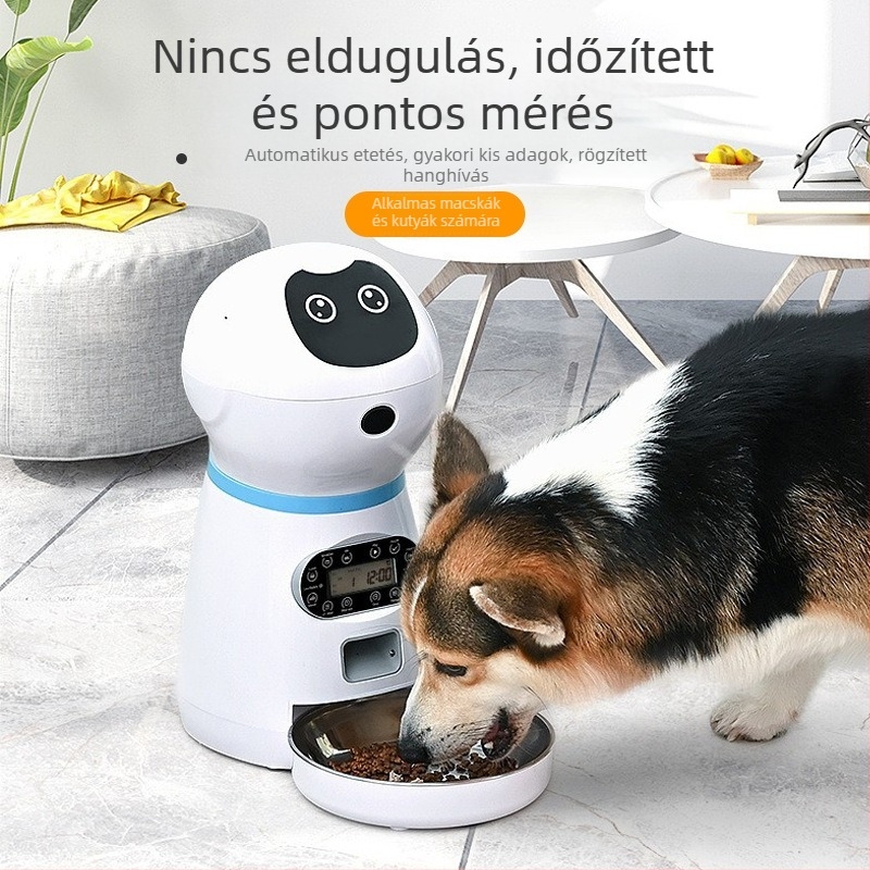 Automata etető alkalmazásvezérléssel, levehető kialakítás, alkalmas kutyáknak és macskáknak, tömeg 1600 g