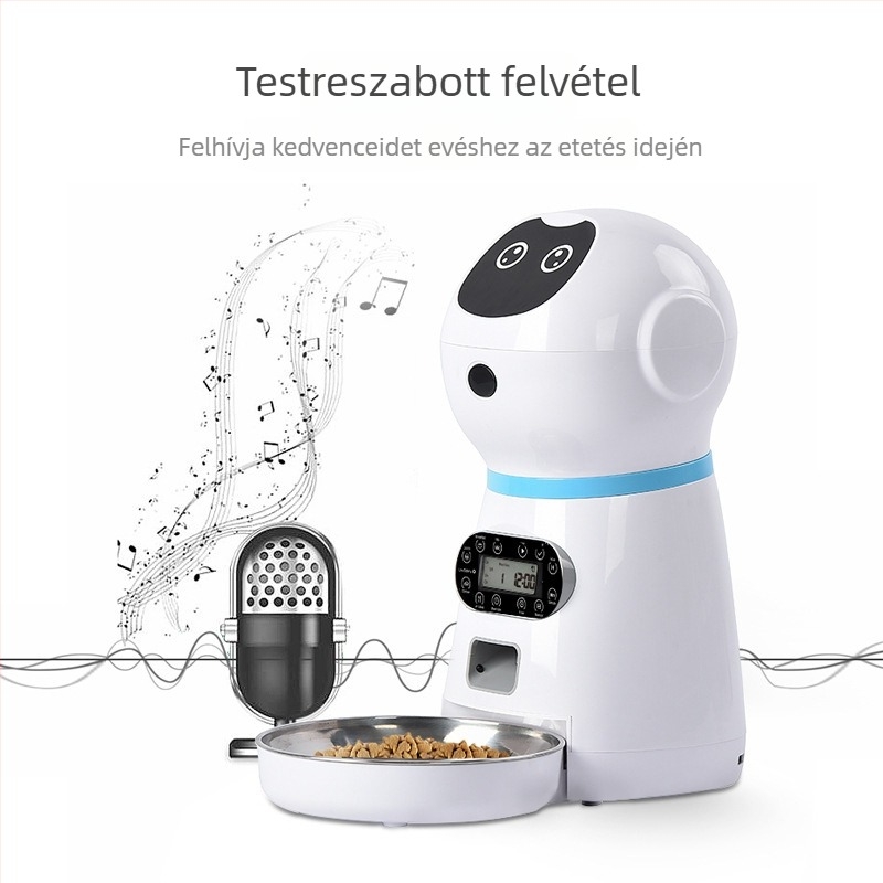 Automata etető alkalmazásvezérléssel, levehető kialakítás, alkalmas kutyáknak és macskáknak, tömeg 1600 g