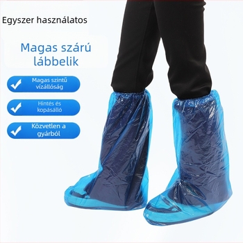 Egyszer használatos cipővédő hosszított kivitelben, megerősített vastagságú, vízálló és porálló, PE anyagból