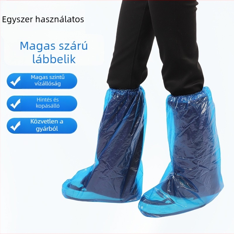 Egyszer használatos cipővédő hosszított kivitelben, megerősített vastagságú, vízálló és porálló, PE anyagból