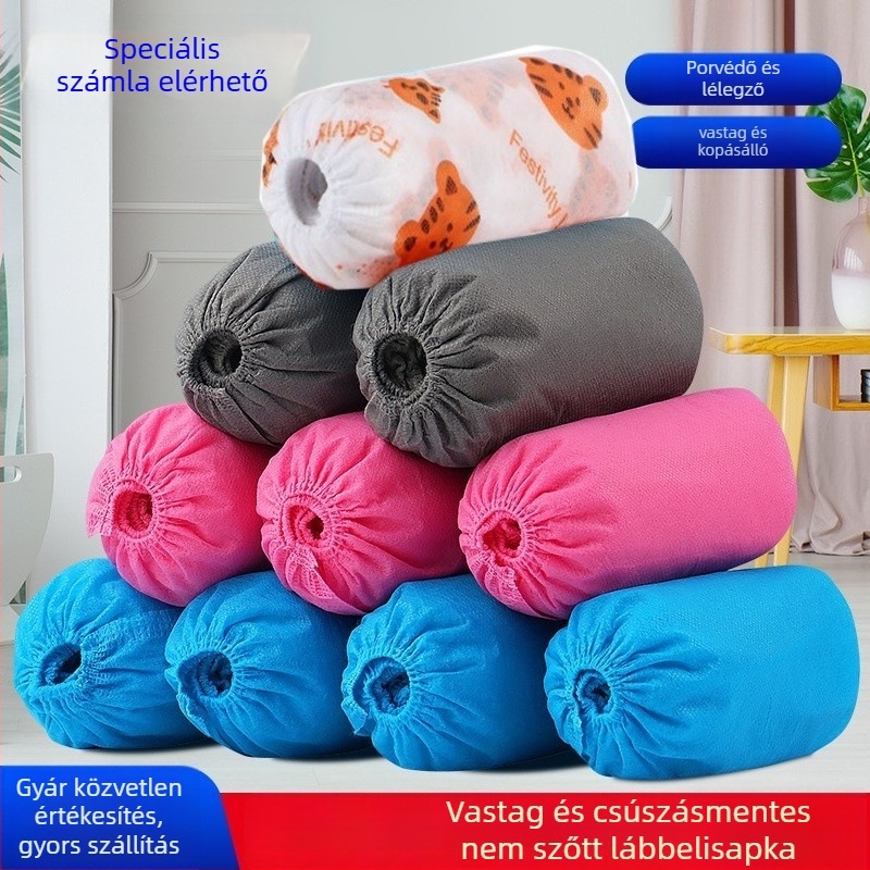 Egyszer használatos nemszőtt cipővédők, vastagított, kopásálló, beltéri vízálló és porálló, univerzális illeszkedés, vastagság 21g/29g