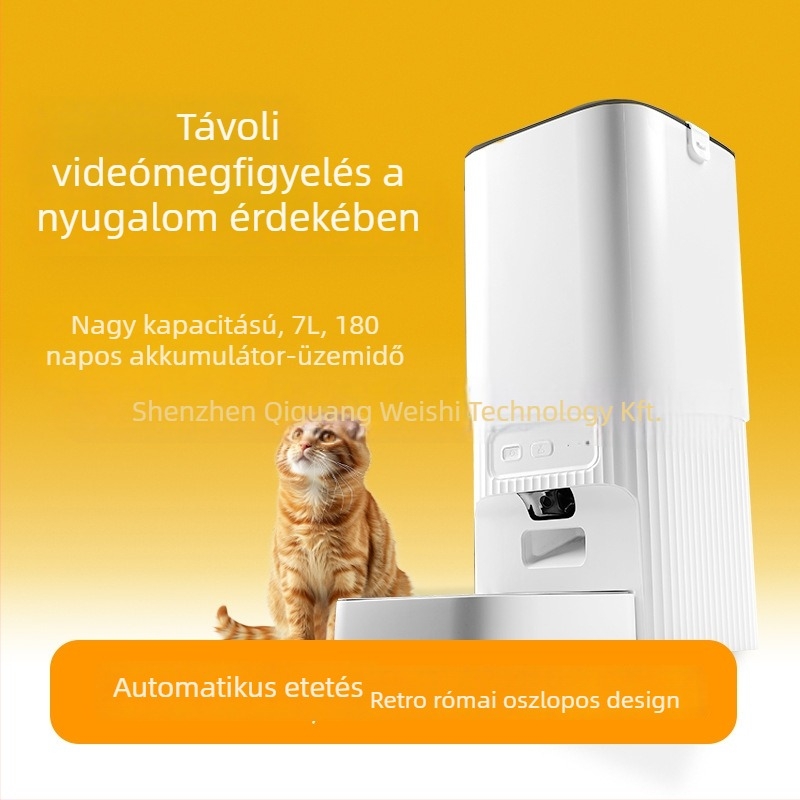 Intelligens automata etető macskáknak és kutyáknak, alkalmazásvezérléssel és kamerával, Pf-19 modell, leválasztható
