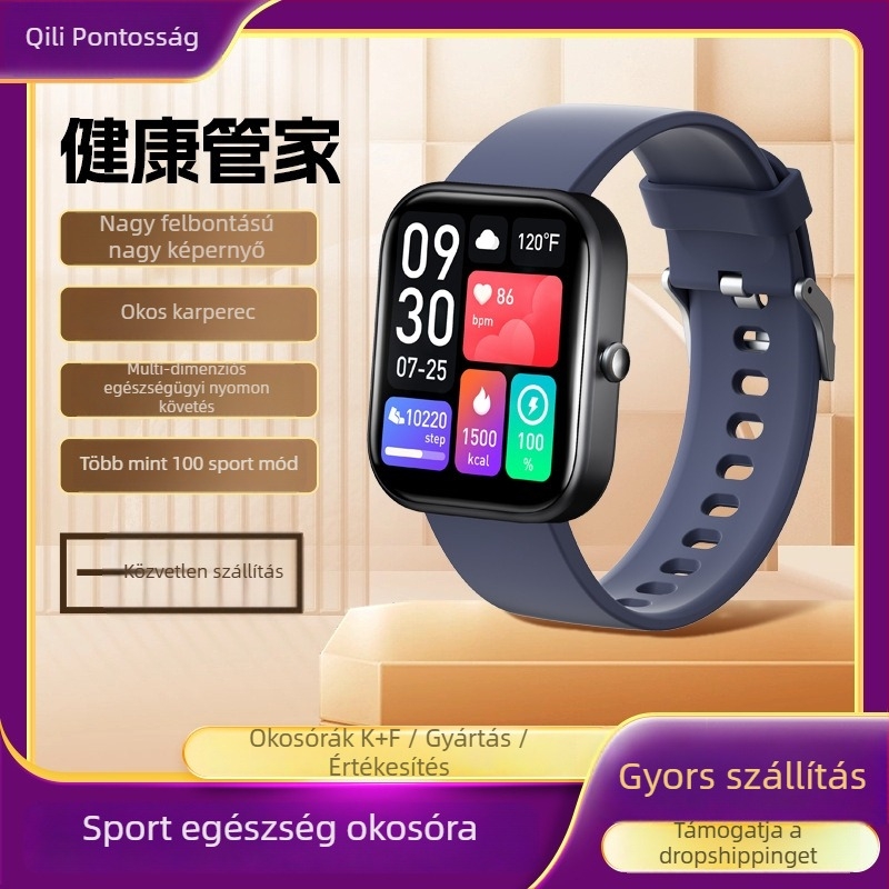 Egészségügyi okosóra, amely méri a vér oxigénszintjét, a pulzust és a vérnyomást, NFC-vel és Bluetooth-hívásokkal