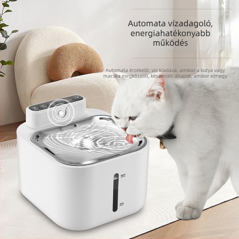 Állatok itatóvíz-fontán, 4 L kapacitás, alkalmazással vezérelhető, macskáknak és kutyáknak megfelelő, fix dizájn, súly 850 g