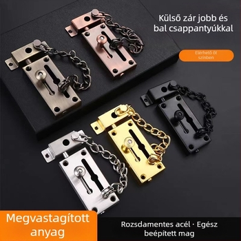 Latch with lock ajtózár, felületre szerelt, rozsdamentes acél, betörés elleni, modern minimális dizájn